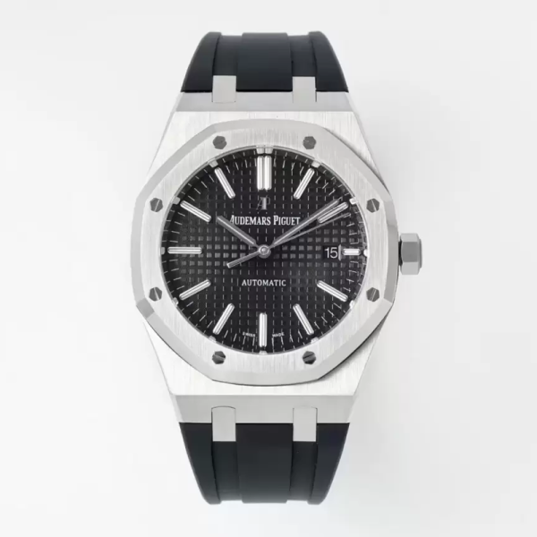 APS공장 오데마피게 로얄오크 블랙 텍스처 다이얼 SS 블랙 러버 스트랩 41mm V3 15400