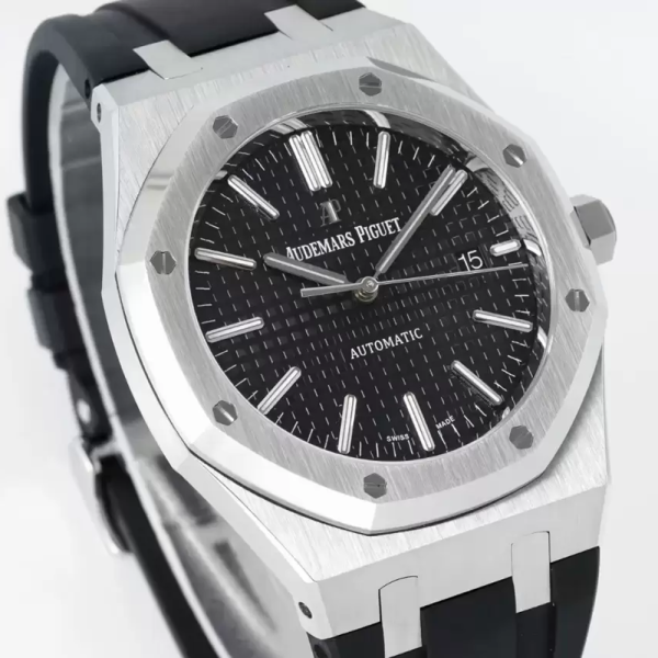 APS공장 오데마피게 로얄오크 블랙 텍스처 다이얼 SS 블랙 러버 스트랩 41mm V3 15400