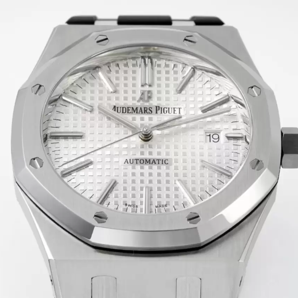 APS공장 오데마피게 로얄오크 화이트 텍스처 다이얼 SS 블랙 러버 스트랩 41mm V3 15400