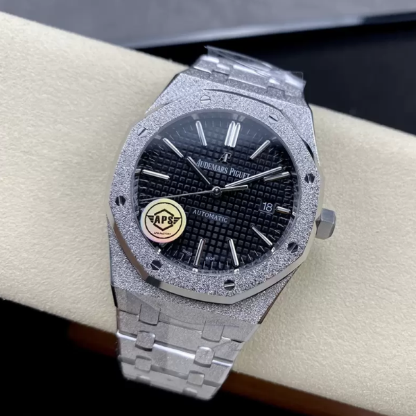 APS공장 오데마피게 로얄오크 프로스티드 블랙 다이얼 SS 브레이슬릿 41mm V3 15410