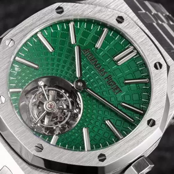 R8 공장 오데마피게 로얄오크 투르비옹 엑스트라씬 그린 다이얼 SS 브레이슬릿 41mm 26534