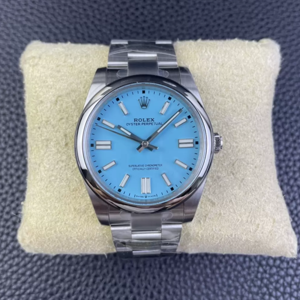 클린공장 롤렉스 오이스터 퍼페츄얼 터콰이즈 블루다이얼 바인덱스 SS 브레이슬릿 41mm 124300