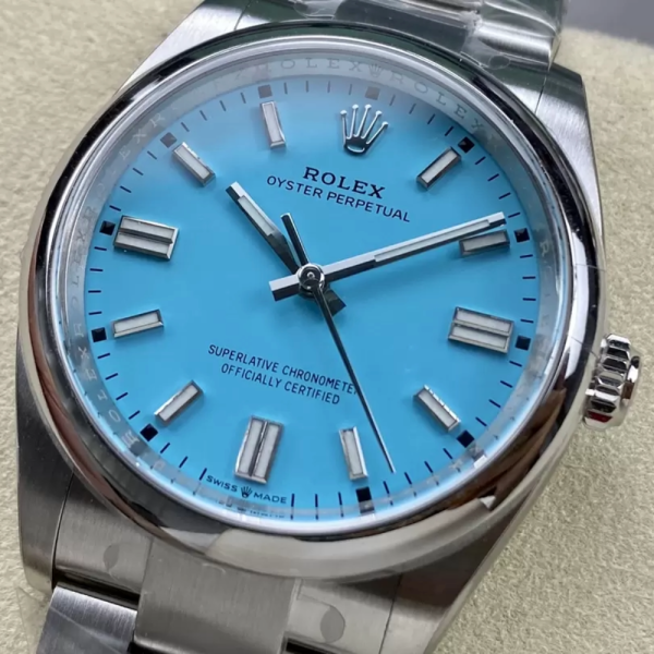 클린공장 롤렉스 오이스터 퍼페츄얼 티파니 블루 다이얼 바인덱스 SS 브레이슬릿 41mm 124300