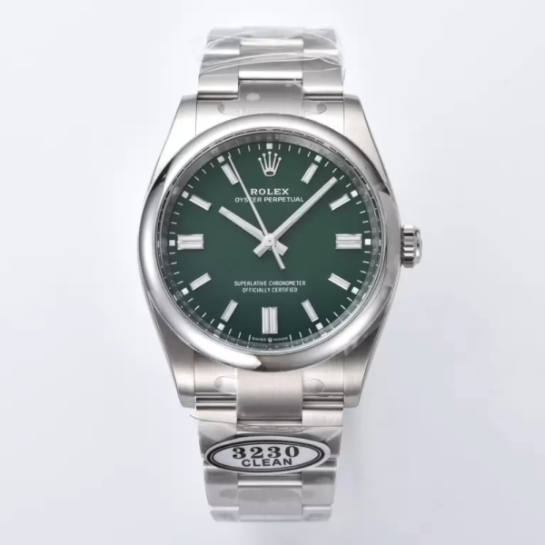클린공장 롤렉스 오이스터 퍼페츄얼 그린 다이얼 바인덱스 SS 브레이슬릿 36mm 126000