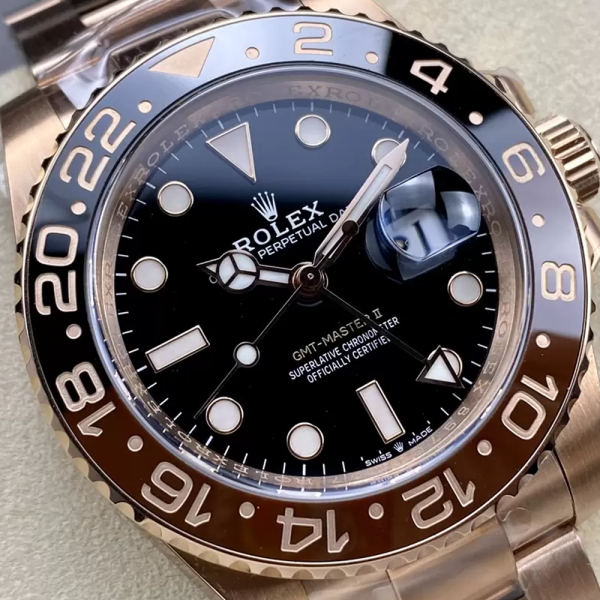 C+공장 롤렉스 GMT 마스터2 루트비어 RG 금통 오이스터 브레이슬릿 40mm 126715 CHNR