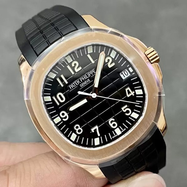 3K공장 파텍필립 아쿠아넛 블랙 다이얼 로즈골드 금통 러버밴드 40mm 5167