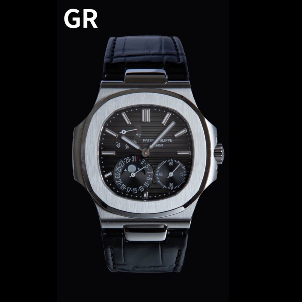 GR공장 파텍필립 노틸러스 문페이즈 블루 다이얼 악어가죽 스트랩 40mm 5712