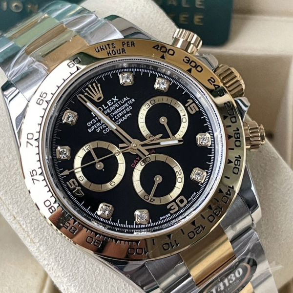 BT공장 롤렉스 데이토나 크로노그래프 블랙 다이얼 8P다이아 YG 콤비 40mm 116500