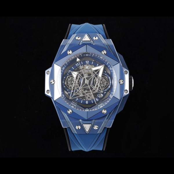 RS공장 위블로 빅뱅 Sang Bleu II 세라믹 블루 러버 스트랩 45mm 418.EX.5107.RX.MXM21