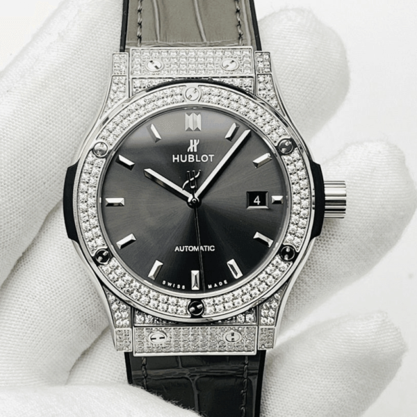HB공장 위블로 클래식 퓨전 그레이 다이얼 풀다이아 티타늄 가죽 스트랩 38mm/42mm 542.NX.7071.LR