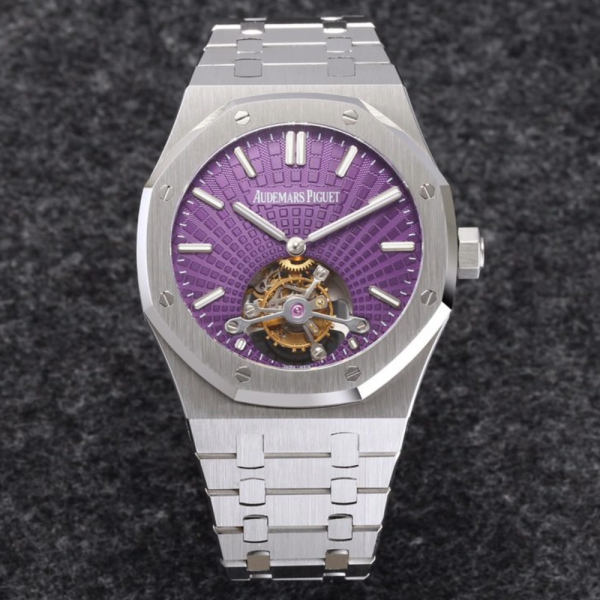R8공장 오데마피게 로얄오크 투르비옹 엑스트라씬 퍼플 다이얼 SS 브레이슬릿 V3 41mm 26522ST