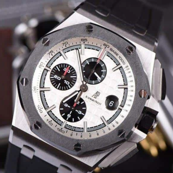 JF공장 오데마피게 로얄오크 오프쇼어 블랙/화이트 다이얼 스틸 블랙 러버스트랩 44mm 26400SO