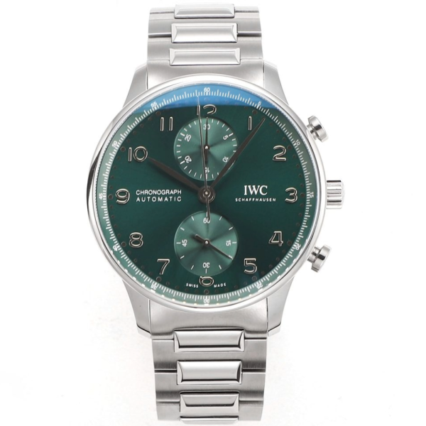ZF공장 IWC 포르투기저 크로노그래프 그린 다이얼 스틸 SS 브레이슬릿 40mm IW371615