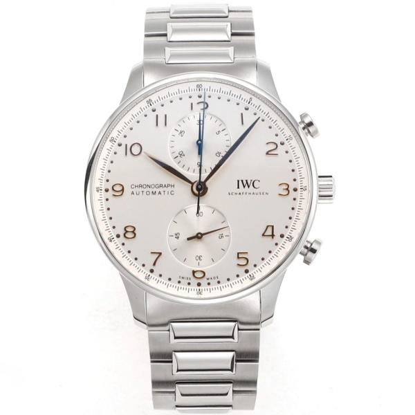 ZF공장 IWC 포르투기저 크로노그래프 화이트/로즈골드 다이얼 스틸 SS브레이슬릿 40mm IW371605