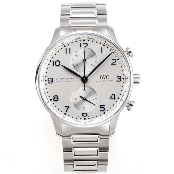 ZF공장 IWC 포르투기저 크로노그래프 화이트/블루 다이얼 스틸 SS브레이슬릿 40mm IW371617