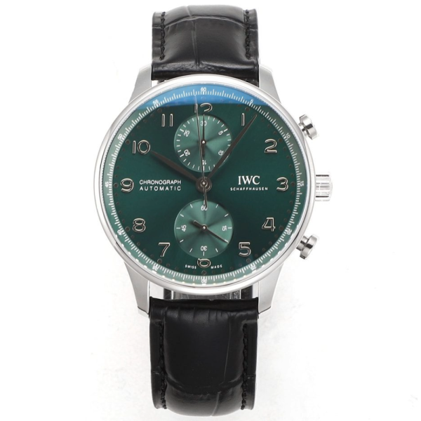ZF공장 IWC 포르투기저 크로노그래프 그린 다이얼 레더 스트랩 40mm IW371615