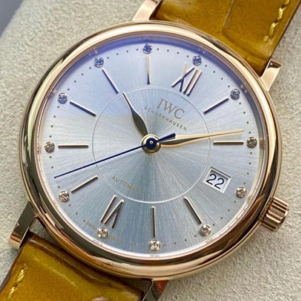 V7공장 IWC 포르토피노 레이디 로즈골드 그레이 다이얼 레더 스트랩 37mm IW458116