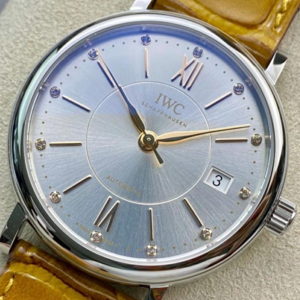 V7공장 IWC 포르토피노 레이디 실버 그레이 다이얼 레더 스트랩 37mm IW458101