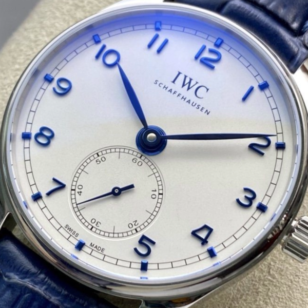 YL공장 IWC 포르투기저 크로노그래프 실버 화이트/블루 다이얼 레더 스트랩 40mm IW358304