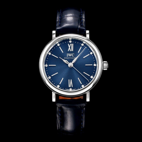 NR공장 IWC 포르토피노 레이디 실버 블루 다이얼 레더 스트랩 34mm IW357404