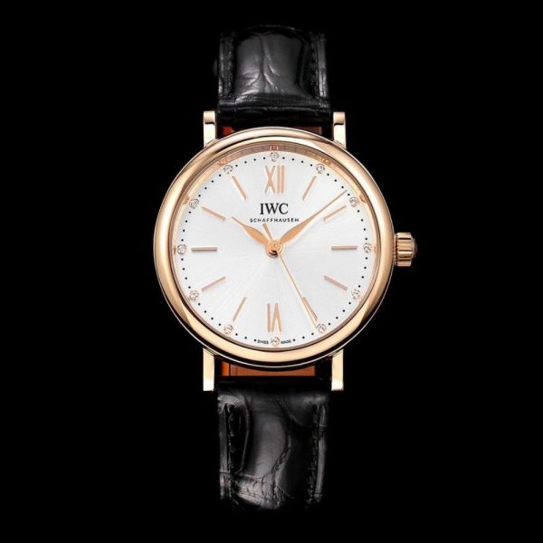 NR공장 IWC 포르토피노 레이디 로즈골드 화이트 다이얼 레더스트랩 34mm IW357401