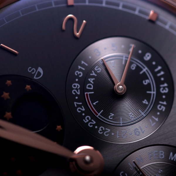 V9공장 IWC 포르투기저 퍼페츄얼 문페이즈 로즈골드 그레이 다이얼 레더 스트랩 41mm IW503404