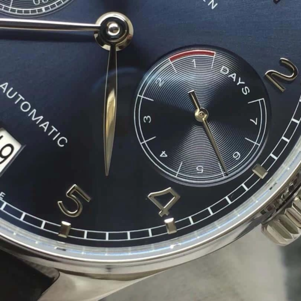 ZF공장 IWC 포르투기저 세븐데이즈 스틸 블루 다이얼 레더 스트랩 42mm IW500710