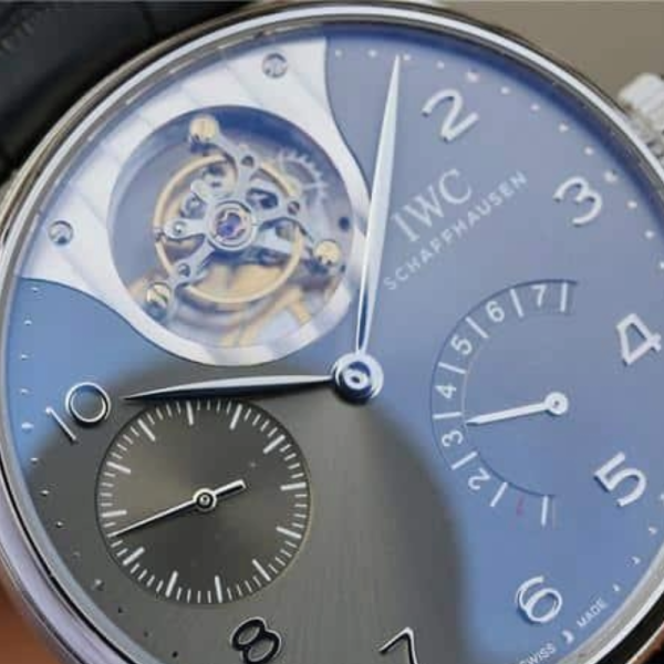 ZF공장 IWC 포르투기저 레트로그레이드 투르비옹 화이트 다이얼 레더 스트랩 44mm IW504207