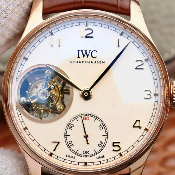 ZF공장 IWC 포르투기저 투르비옹 로즈골드 화이트 다이얼 레더 스트랩 44mm IW5463