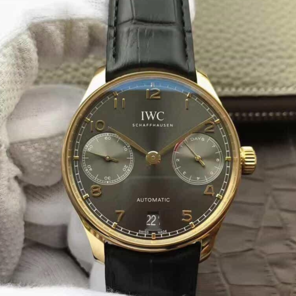 ZF공장 IWC 포르투기저 세븐데이즈 골드 그레이 다이얼 레더 스트랩 42.3mm IW500101