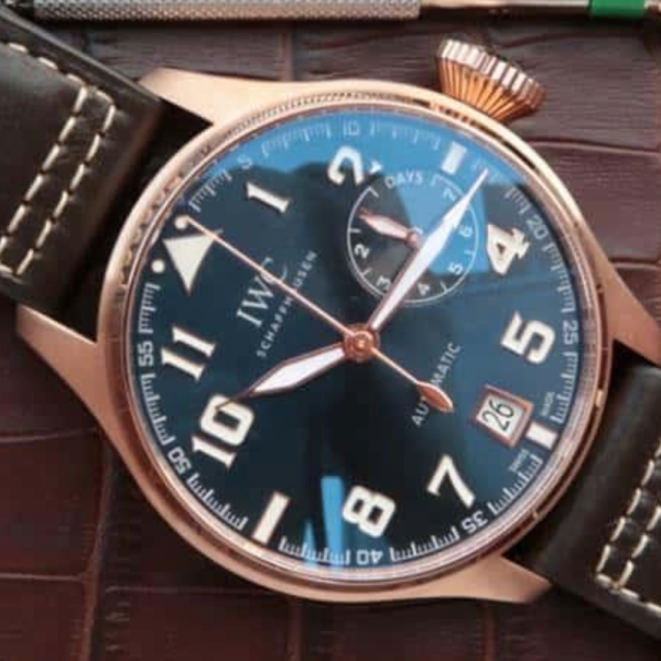 ZF공장 IWC 빅 파일럿 어린왕자 에디션 로즈골드 블루 다이얼 레더 스트랩 46mm IW500909