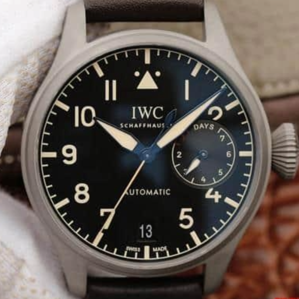 YL공장 IWC 빅 파일럿 오토매틱 헤리티지 스틸 블랙 다이얼 레더 스트랩 46mm IW501004