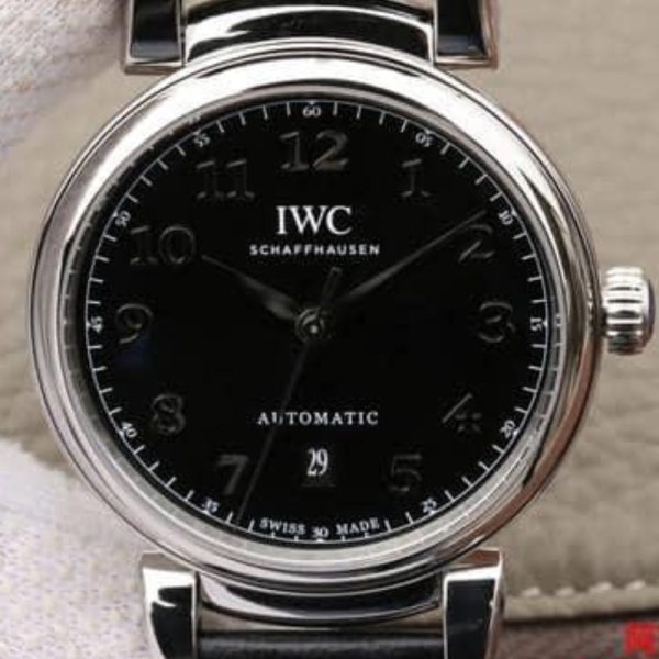 MKS공장 IWC 다빈치 오토매틱 스틸 블랙 다이얼 레더 스트랩 40mm IW356601