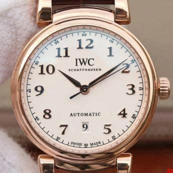 TW공장 IWC 다빈치 로즈골드 화이트 다이얼 레더 스트랩 40mm IW458309