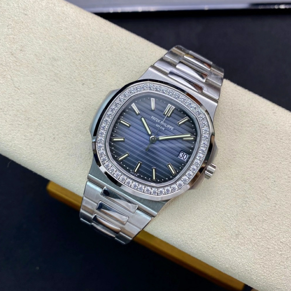PPF공장 파텍필립 노틸러스 블루 다이얼 바인덱스 다이아 베젤 SS 브레이슬릿 40mm 5711