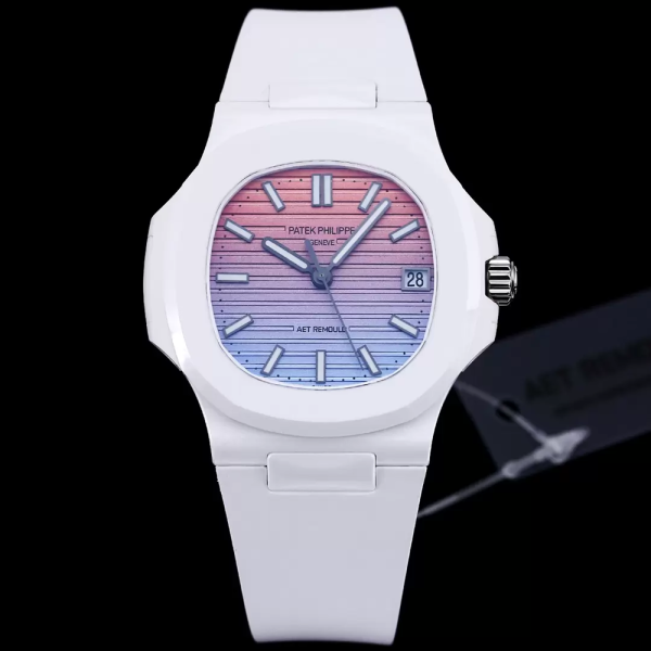 AET공장 파텍필립 노틸러스 티파니 레인보우 다이얼 커스텀 화이트 세라믹 40mm 5711