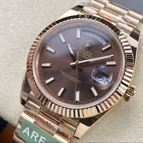 ARF공장 롤렉스 데이데이트 초코판 인덱스 다이얼 로즈골드 금통 40mm m228235
