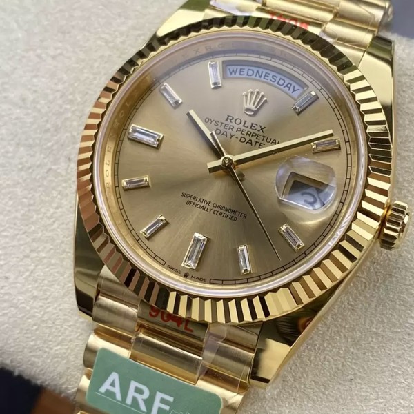 ARF공장 롤렉스 데이데이트 샴폐인다이얼 바게트다이아 옐골 40mm m228238