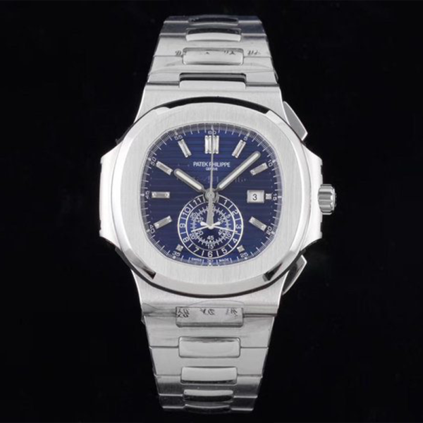 3K공장 파텍필립 아쿠아넛 트래블타임 청판 다이얼 바게트 다이아 SS 브레이슬릿 40mm 5976