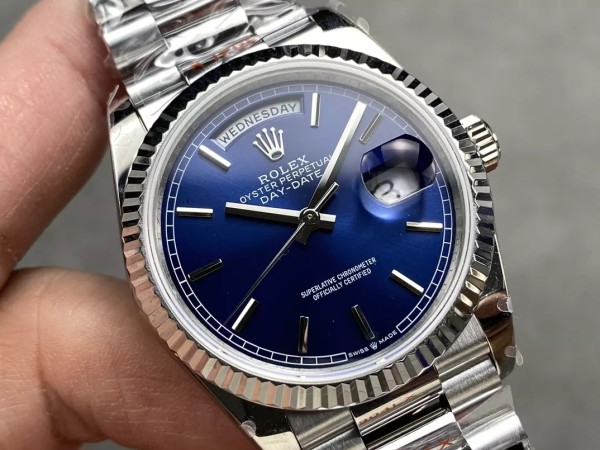 QF공장 v5 롤렉스 데이데이트 청판 인덱스 다이얼 화이트골드 36mm 128236