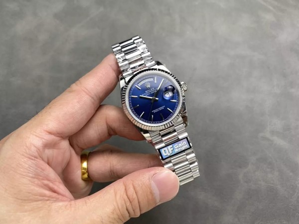 QF공장 v5 롤렉스 데이데이트 청판 인덱스 다이얼 화이트골드 36mm 128236