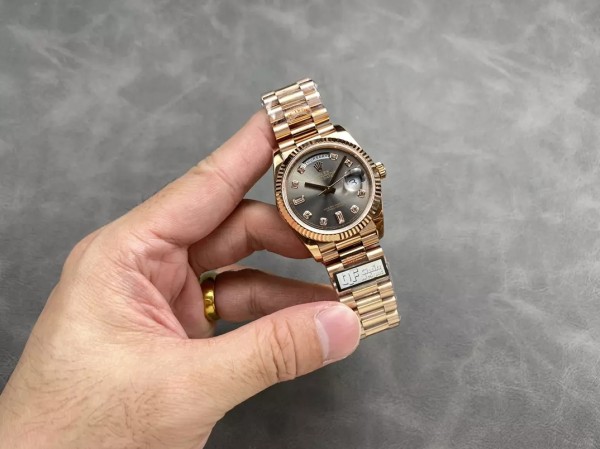 QF공장 v5 롤렉스 데이데이트 그린 옴브레 다이얼 10P다이아 로즈골드 금통 36mm 128235