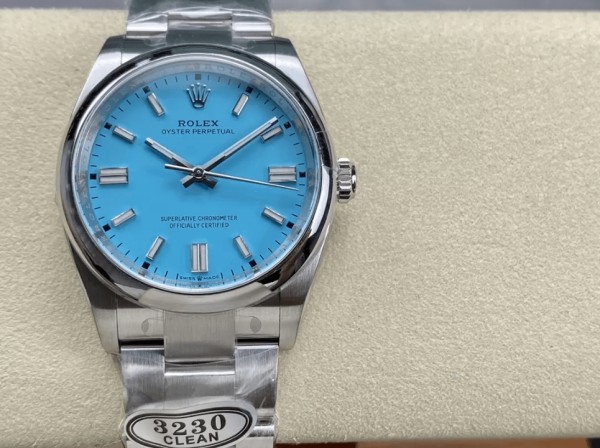 클린공장 롤렉스 오이스터 퍼페츄얼 티파니 블루 다이얼 바인덱스 SS 브레이슬릿 36mm 126000