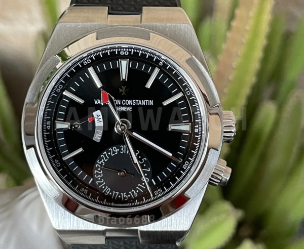 GR공장 바쉐론 콘스탄틴 오버시즈 듀얼 타임 블랙 다이얼 러버 스트랩 41mm 7900V