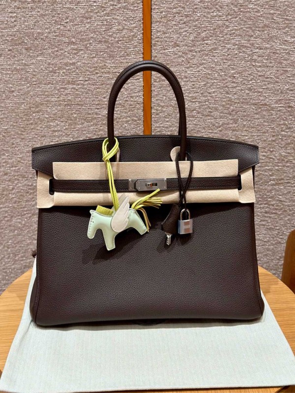 올수공 에르메스 버킨 35 47/chocolate 토고 가죽 실버 하드웨어